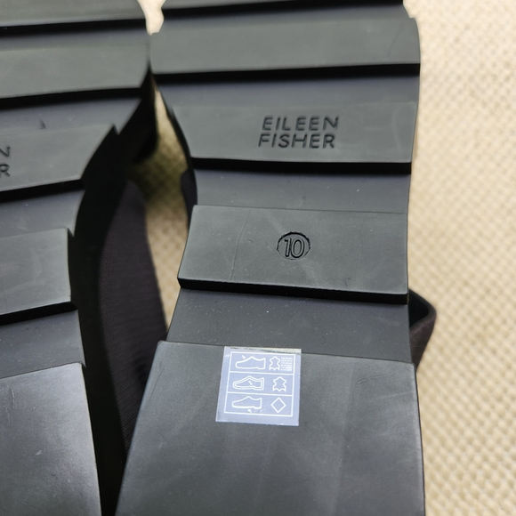 Eileen Fisher Womens 10 Leather Turban 2 Platform Wedge Black Shoes Like New - Picture 6 of 6